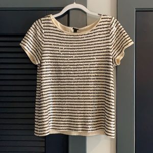 J Crew black and white sequin top